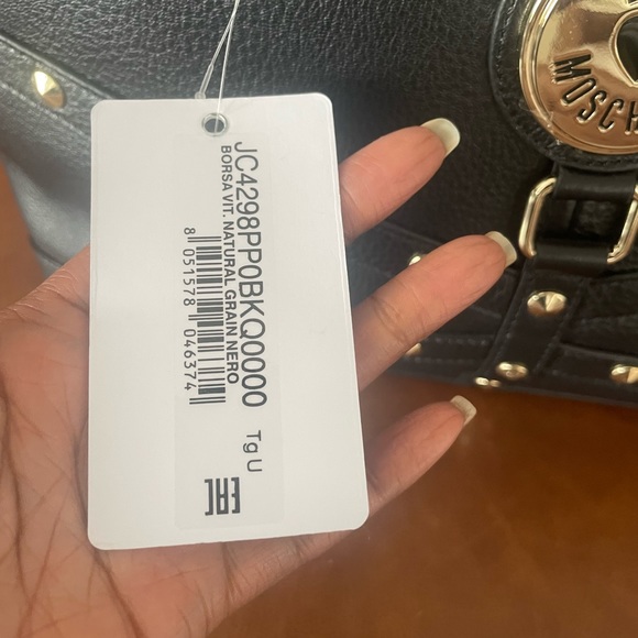 NEW!! ❤️ Love Moschino 100% Pebble Leather Studded Handbag/Purse - Picture 8 of 8